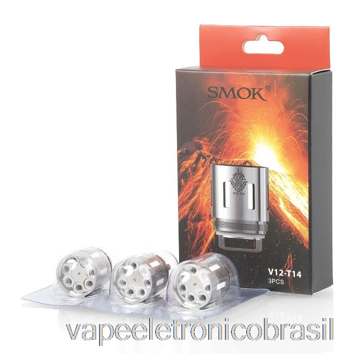 Bobinas De Substituição Vape Vaporesso Smok Tfv12 E Rba 0,12ohm V12-t14 Quatorze Bobinas (pacote Com 3)